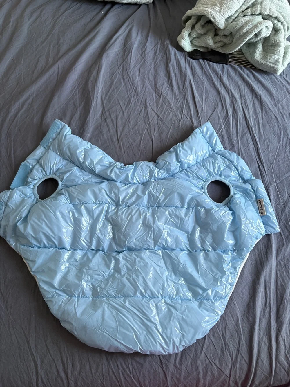 Light Blue dog jacket for winter size medium